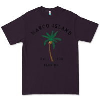 Plum womens marco island florida colorful palm tree retro novelty art v nec Premium Tee - linhVisuals