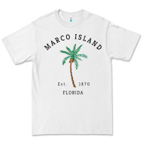White womens marco island florida colorful palm tree retro novelty art v nec Premium Tee - linhVisuals