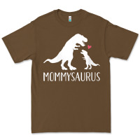 Cacao womens mommysaurus mom and baby dinosaur v neck t shirt Premium Tee - linhVisuals