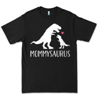 Black womens mommysaurus mom and baby dinosaur v neck t shirt Premium Tee - linhVisuals