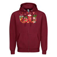 Burgundy strawberry coffee cups Zipper Hoodie - Jasminsmagicworld