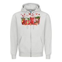 Dove Grey strawberry coffee cups Zipper Hoodie - Jasminsmagicworld