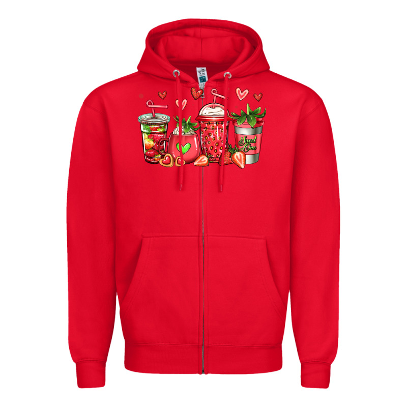 Strawberry Coffee Cups Zipper Hoodie by Jasminsmagicworld | Teevron