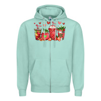 Seafoam strawberry coffee cups Zipper Hoodie - Jasminsmagicworld