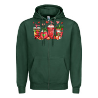 Sports Green strawberry coffee cups Zipper Hoodie - Jasminsmagicworld