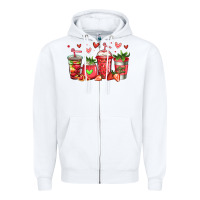 White strawberry coffee cups Zipper Hoodie - Jasminsmagicworld