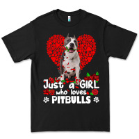 Black pitbull lover dog roses funny just a girl who loves pitbull 213 pitbul Premium Tee - linhVisuals
