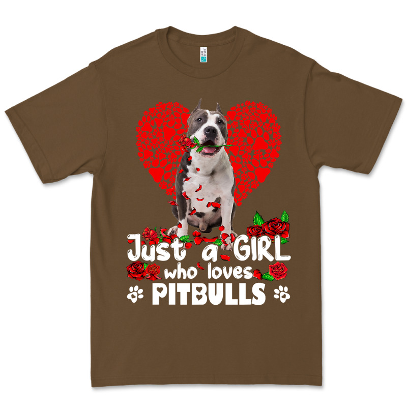 Pitbull Lover Dog Roses Funny Just A Girl Who Loves Pitbull 213 Pitbul Premium Tee by linhVisuals | Teevron