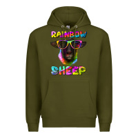 Army Green rainbow sheep suffolk sheep Premium Hoodie - Artiststas