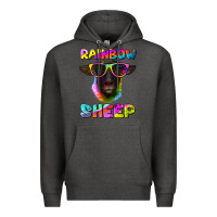 Charcoal Heather rainbow sheep suffolk sheep Premium Hoodie - Artiststas
