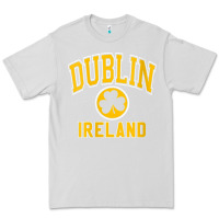Dove Grey womens dublin ireland varsity style shamrock green with amber print v Premium Tee - linhVisuals