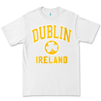 White womens dublin ireland varsity style shamrock green with amber print v Premium Tee - linhVisuals