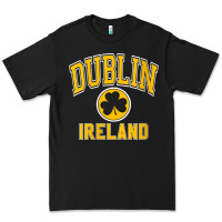 Black womens dublin ireland varsity style shamrock green with amber print v Premium Tee - linhVisuals