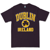 Plum womens dublin ireland varsity style shamrock green with amber print v Premium Tee - linhVisuals