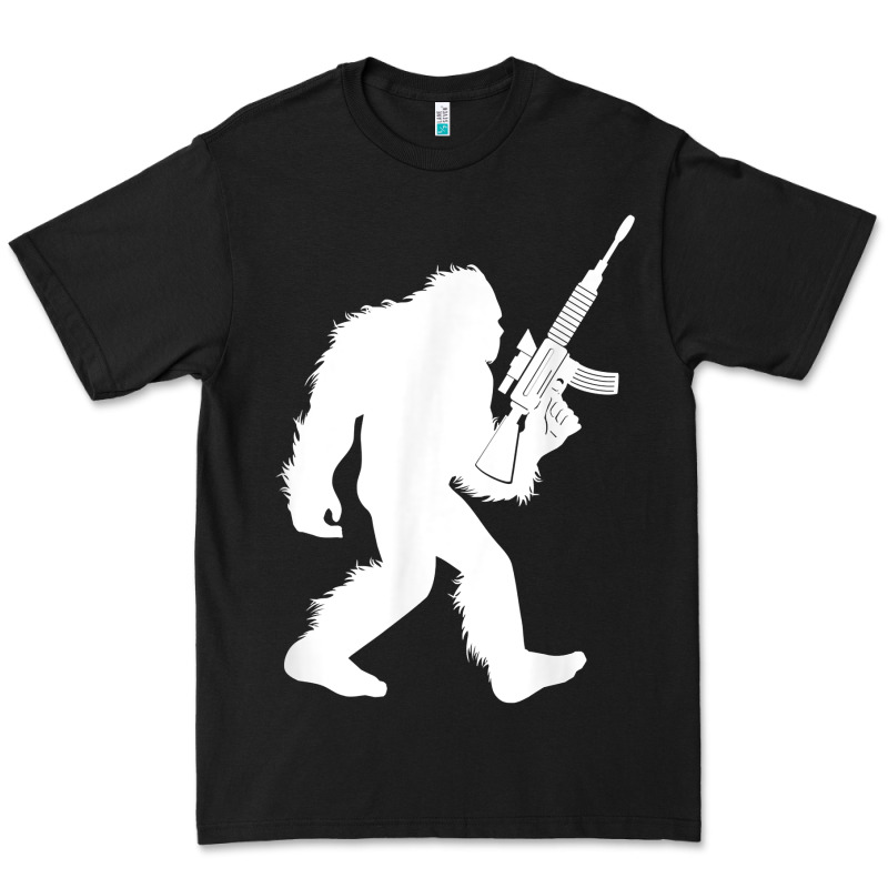 Bigfoot With Rifle Sasquatch 2nd Amendment Gun T Shirt Premium Tee by linhVisuals | Teevron