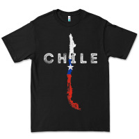 Black chilean map and flag   distressed chile souvenir t shirt Premium Tee - linhVisuals