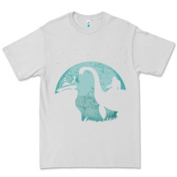 Dove Grey bigfoot riding loch ness monster sasquatch ufo abduction pullover hood Premium Tee - linhVisuals