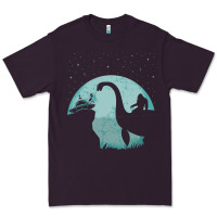 Plum bigfoot riding loch ness monster sasquatch ufo abduction pullover hood Premium Tee - linhVisuals