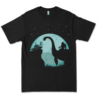 Black bigfoot riding loch ness monster sasquatch ufo abduction pullover hood Premium Tee - linhVisuals