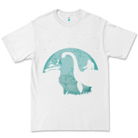 White bigfoot riding loch ness monster sasquatch ufo abduction pullover hood Premium Tee - linhVisuals