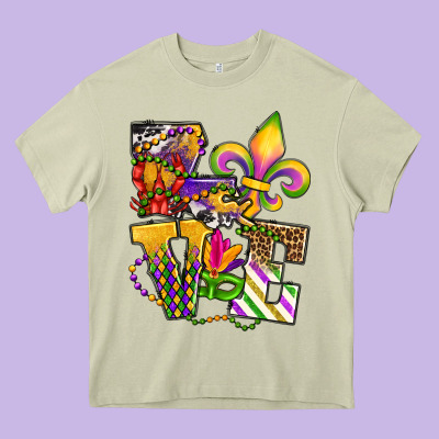 Louisiana Map Love Heavy Core Tee Designed By Oliviacreatesart