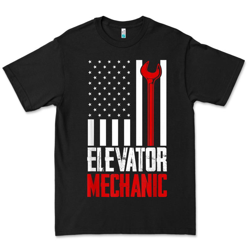 Elevator Mechanic American Flag Gift For Elevator Technician T Shirt Premium Tee by linhVisuals | Teevron