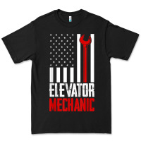 Black elevator mechanic american flag gift for elevator technician t shirt Premium Tee - linhVisuals