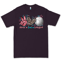 Plum Peace Love Volleyball Premium Tee - FaDigitalArtStudio
