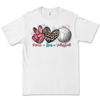 White Peace Love Volleyball Premium Tee - FaDigitalArtStudio