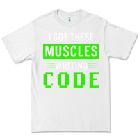 White funny programmer writing code muscles meme for computer geek Premium Tee - linhVisuals