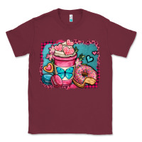 Burgundy valentines day coffee cup and sweets Classic Tee - OliviaCreatesArt