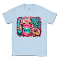 Dusty Blue valentines day coffee cup and sweets Classic Tee - OliviaCreatesArt