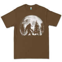 Bigfoot In The Forest Hiding At Night Full Moon Trees Nature T Shirt Premium Tee | Teevron