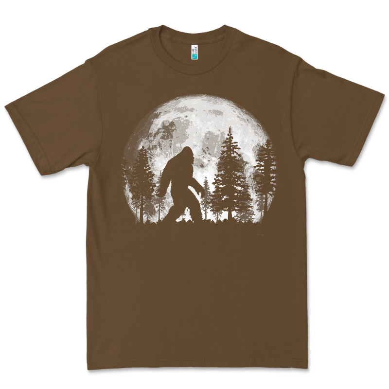 Bigfoot In The Forest Hiding At Night Full Moon Trees Nature T Shirt Premium Tee by linhVisuals | Teevron