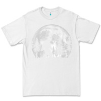 White bigfoot in the forest hiding at night full moon trees nature t shirt Premium Tee - linhVisuals