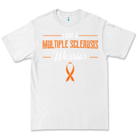 White multiple sclerosis warrior autoimmune disease orange ribbon Premium Tee - linhVisuals