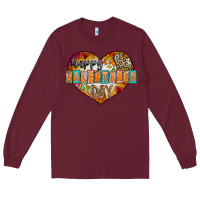 Burgundy Happy Valentınes Day Long Sleeve Tee - CowhideDigitalArt