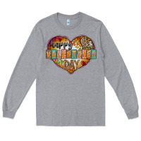 Heather Grey Happy Valentınes Day Long Sleeve Tee - CowhideDigitalArt