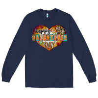 Navy Happy Valentınes Day Long Sleeve Tee - CowhideDigitalArt