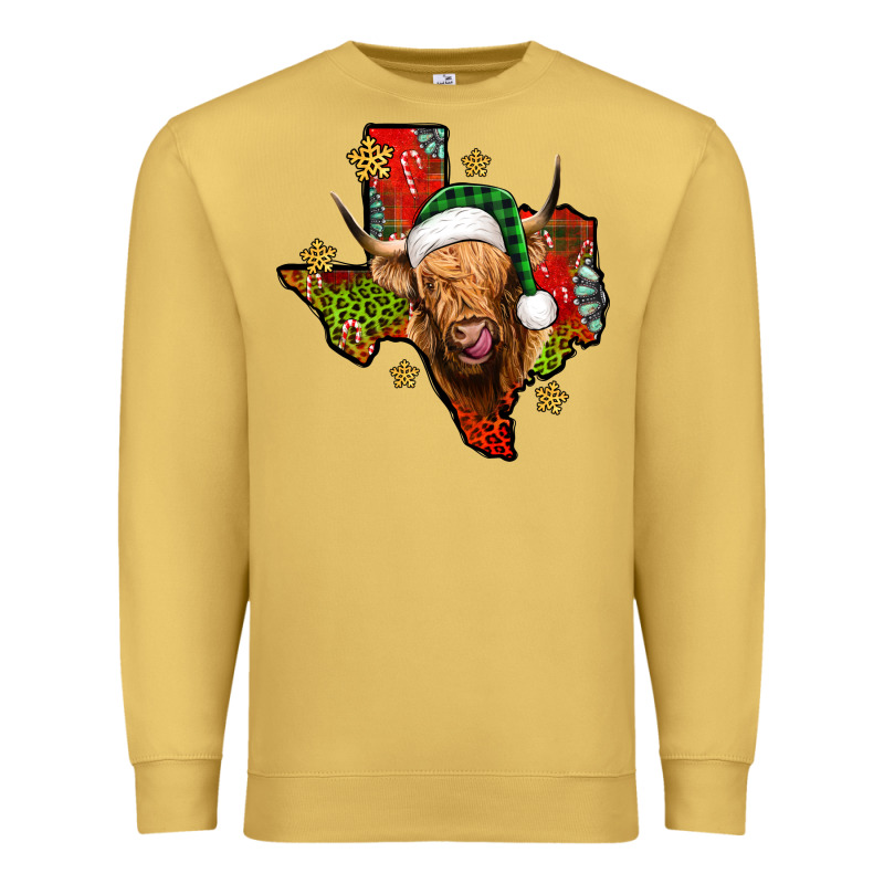 Christmas Texas Highland Cow Premium Sweatshirt by Jasminsmagicworld | Teevron
