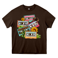 Chocolate Brown 90s country caassette tapes Heavy Core Tee - OliviaCreatesArt