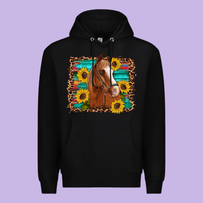 Horse Sunflowers Turquoise Wooden Serape Leopard Premium Hoodie Designed By Artiststas