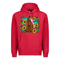 Cardinal horse sunflowers turquoise wooden serape leopard Premium Hoodie - Artiststas