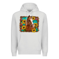 Dove Grey horse sunflowers turquoise wooden serape leopard Premium Hoodie - Artiststas