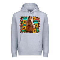 Heather Grey horse sunflowers turquoise wooden serape leopard Premium Hoodie - Artiststas