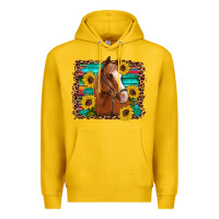 Lemon horse sunflowers turquoise wooden serape leopard Premium Hoodie - Artiststas