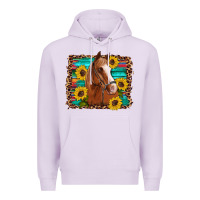 Lilac horse sunflowers turquoise wooden serape leopard Premium Hoodie - Artiststas