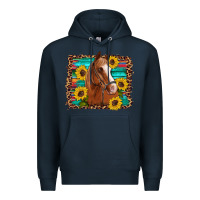 Navy horse sunflowers turquoise wooden serape leopard Premium Hoodie - Artiststas