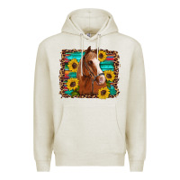 Oatmeal Heather horse sunflowers turquoise wooden serape leopard Premium Hoodie - Artiststas