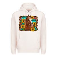 Pale Pink horse sunflowers turquoise wooden serape leopard Premium Hoodie - Artiststas